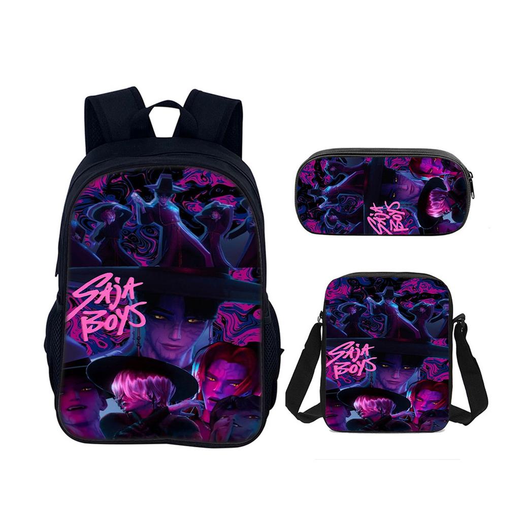 Backpack Cartoon Devil Anime Lightweight Travel Casual Backpack Laptop Bag School Bag Three-piece Set