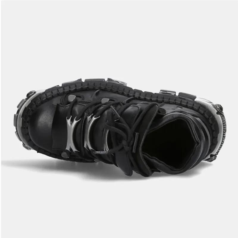 Fashion 2025 Brand Design Quality Women's Punk Gothic Shoes Comfortable High Heel Metal Decoration Rivet Handsome Motorcycle Boots