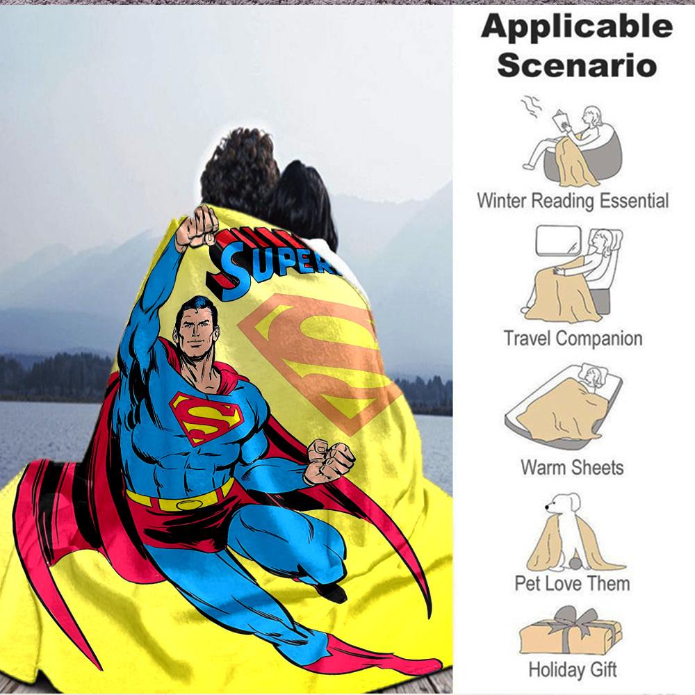 1pc Superman, superhero Flannel Throw Blanket Soft, Warm & Cozy for Couch, Bed, Office, and Travel Versatile All Season Gift, Christmas present