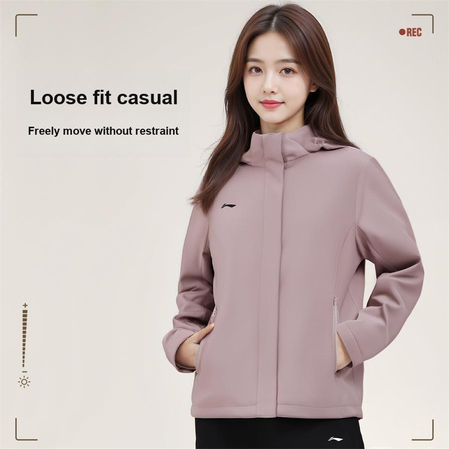 Li Ning Минималистичный Логотип Бренда Свободная Ветровка Худи Женская Верхняя Одежда AFDVJ56-2