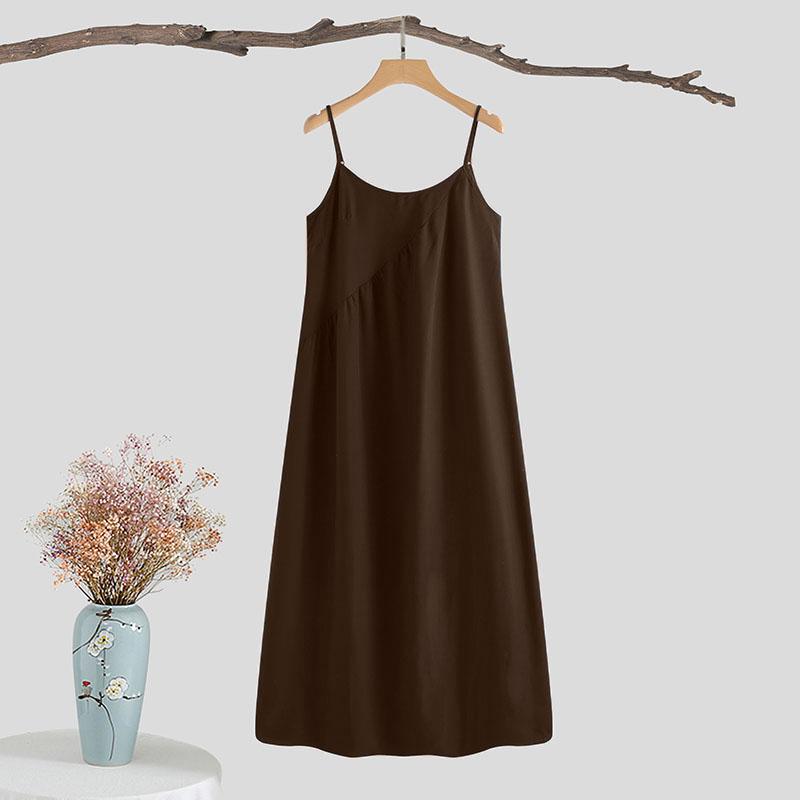 Свободное платье макси без рукавов на бретельках