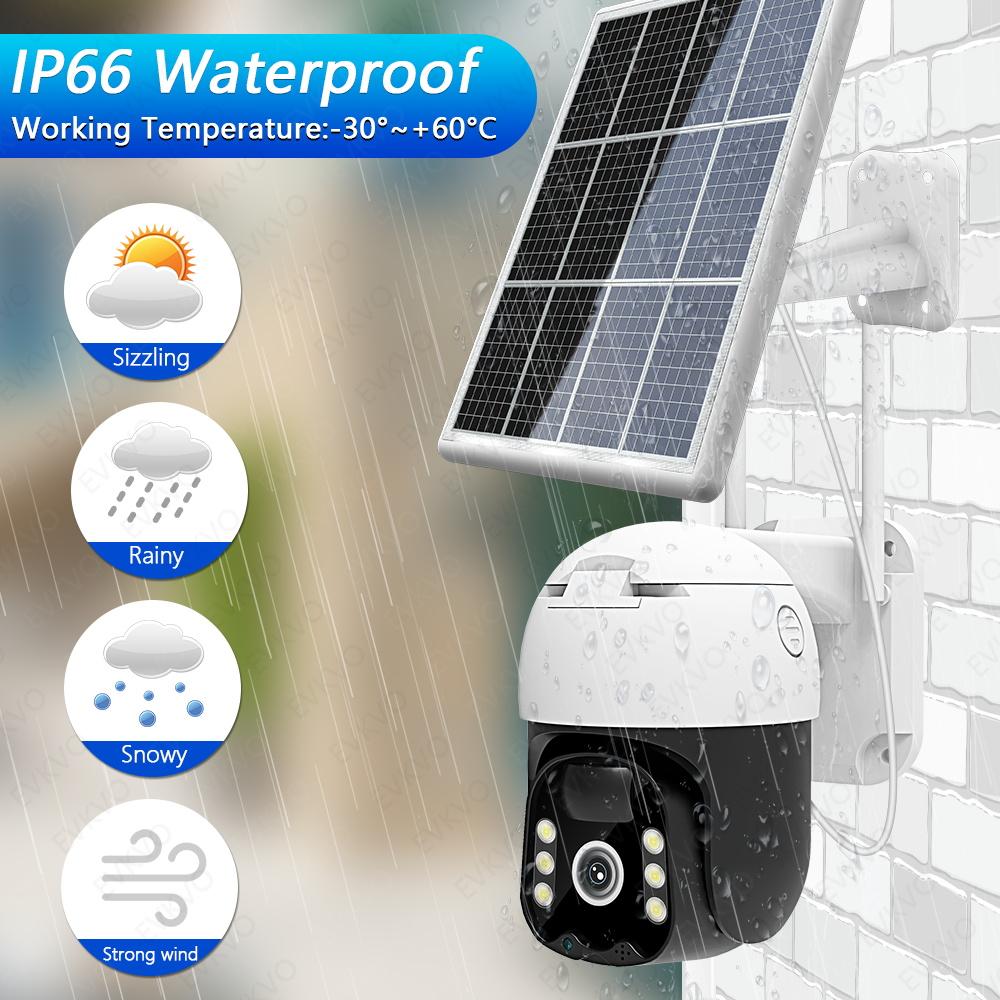 EVKVO 8x ZOOM Солнечная IP-камера Wi-Fi Уличная PTZ Камера с аккумулятором Тревога Обнаружение движения PIR 3м кабель