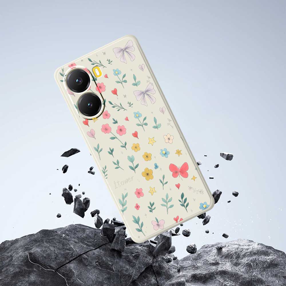 For Xiaomi Redmi Turbo 4 5G/Poco X7 Pro 5G Case Floral Bow Pattern Printing Straight Edge TPU Phone Back Cover