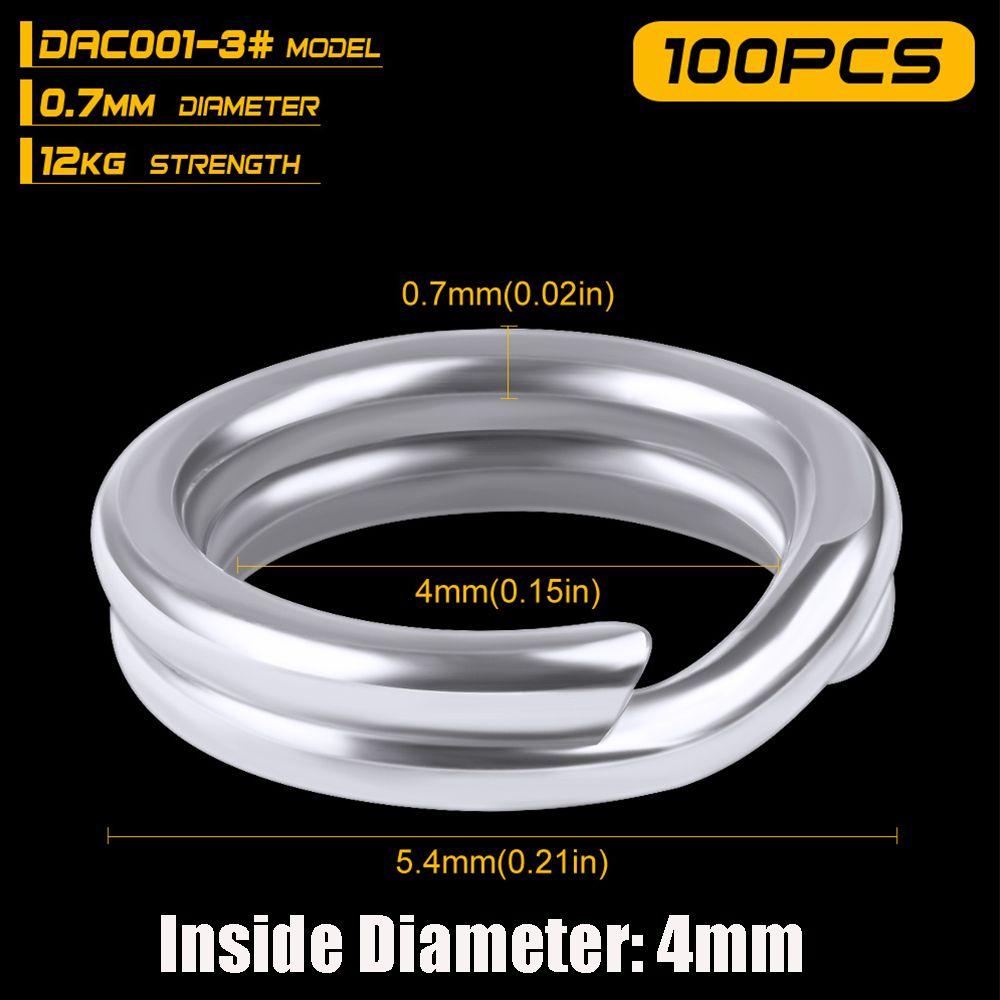 100pcs Hot Line Tackle 3#-8# Swivel Snap Fishing Split Rings Fish Connector Stainless Steel