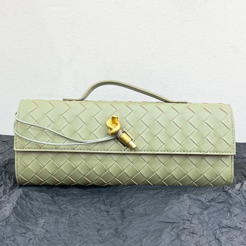 New Handmade Woven Bag With Hardware Lock And Small Square Bag High-end Leather Shoulder Bag Women's Armpit Bag