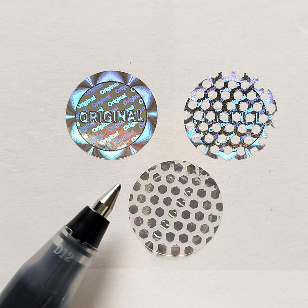 100 шт. 12 мм ОРИГИНАЛЬНАЯ голографическая защитная пломба Серебряная этикетка, защищенная от вскрытия Наклейка, аннулирующая гарантию Защита от снятия Предотвращение подделки