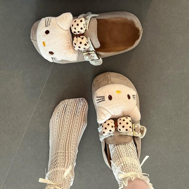 Piaohong милые тапочки-шлепанцы с кошечкой KT, женские, на толстой подошве, удобные и универсальные, с закрытым носком, на осень и зиму 2025