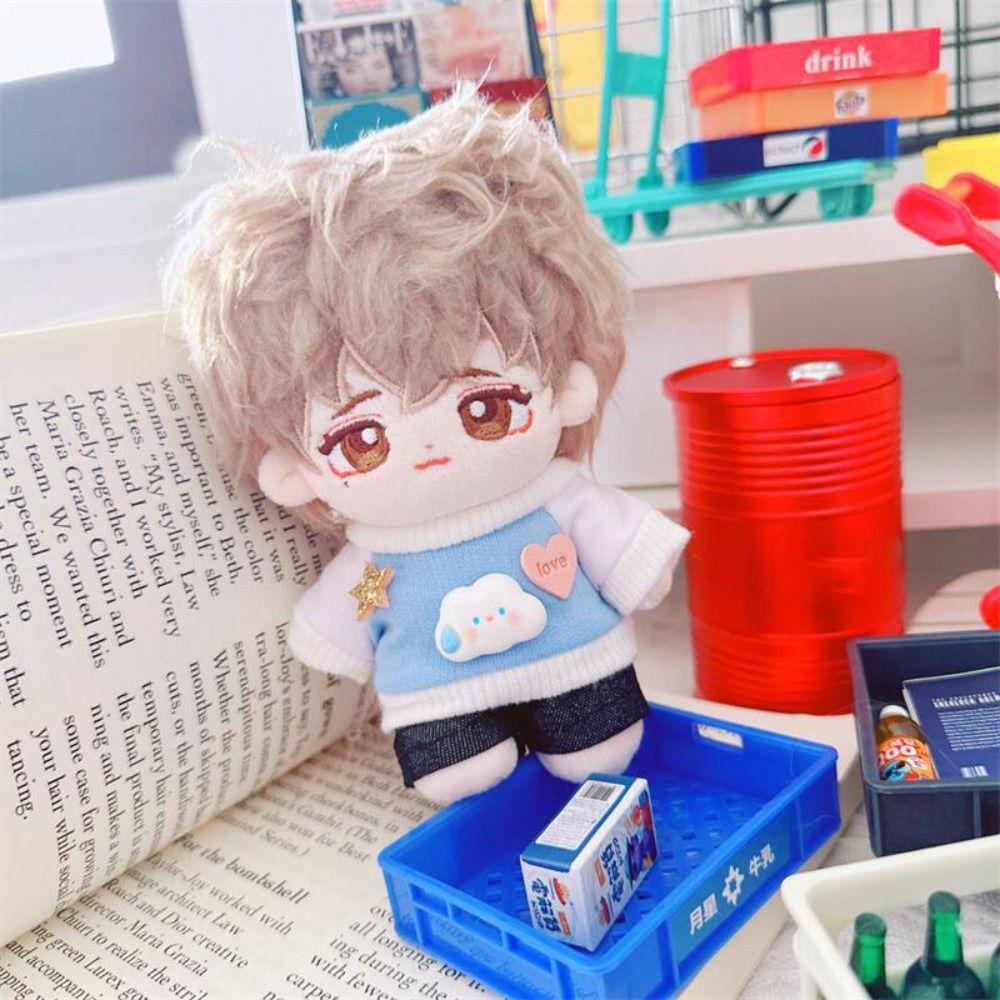 Мини Одежда для Куклы Хлопковый Джинсовый Материал Костюм Свитера для Куклы 10см Хлопковая Мягкая Кукла