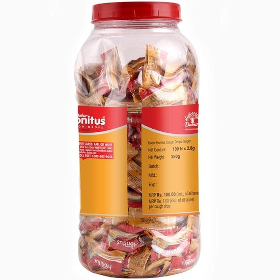 Dabur Honitus Леденцы от кашля, имбирь (100 таблеток - 220/250 г) | Обеспечивает эффективное облегчение кашля и боли в горле, (Вес может меняться)