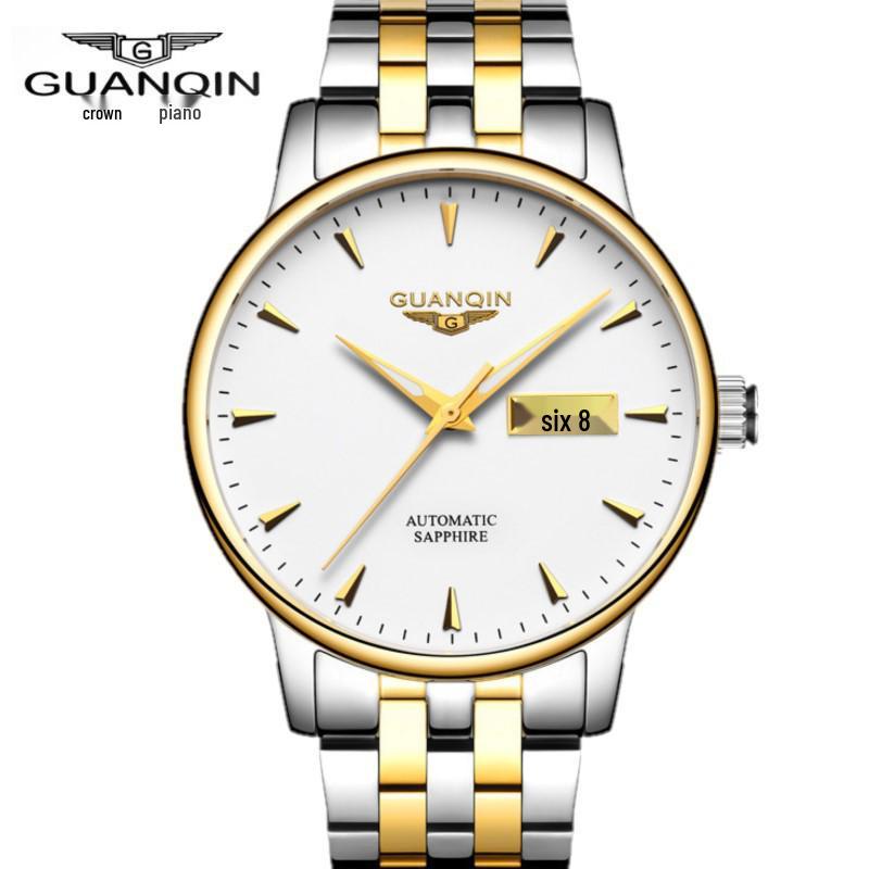 Механические мужские часы высокого класса швейцарского производства со стальным браслетом, двойной датой, водонепроницаемым корпусом - новый оригинальный деловой стиль