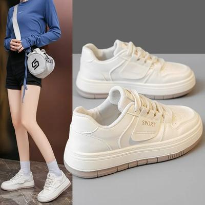 Мода 2024 года, новые повседневные женские туфли на толстой основе, маленькие белые туфли, универсальные, нишевые, не коллизионные, зимние, с флисовой подкладкой, резиновые