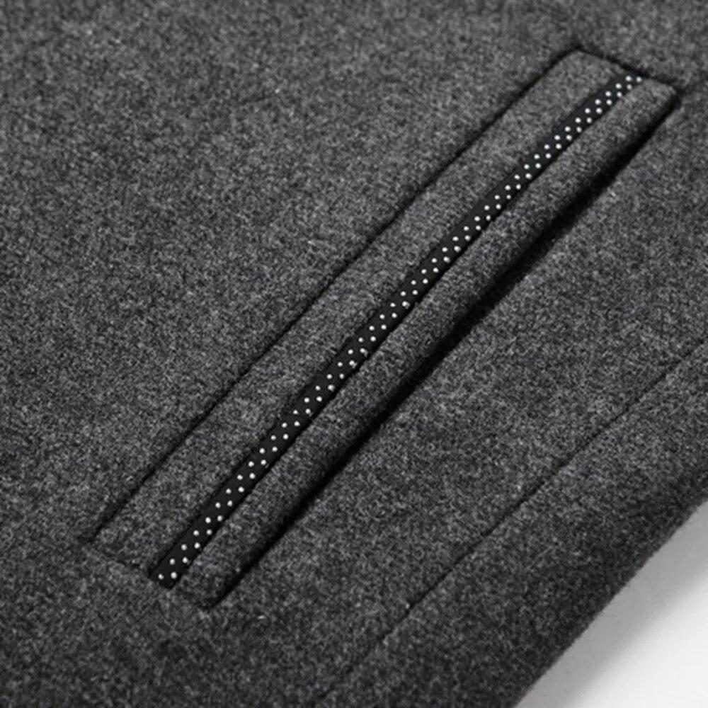 Шерстяное пальто, мужское зимнее модное дикое пальто, мужские утепленные куртки, верхняя одежда-тренч, шерстяное пальто с воротником-стойкой