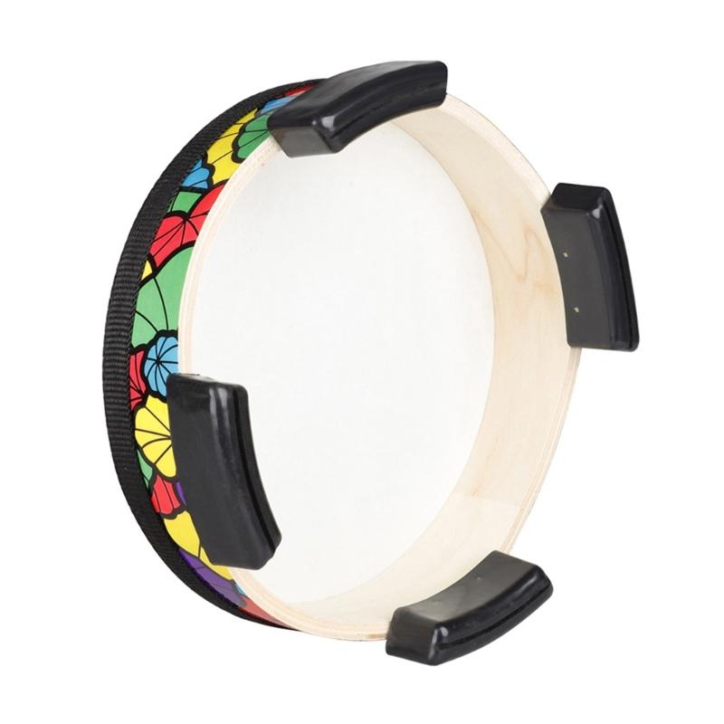 Ground Drum Sheepskin Applique Tambourine Kids Hand Drum Musical Sound Tool Percussion Instrument for School Bands