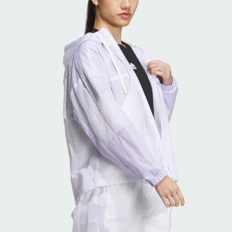 Adidas Двухцветная спортивная повседневная ветровка с капюшоном, женская верхняя одежда, белая IP0751