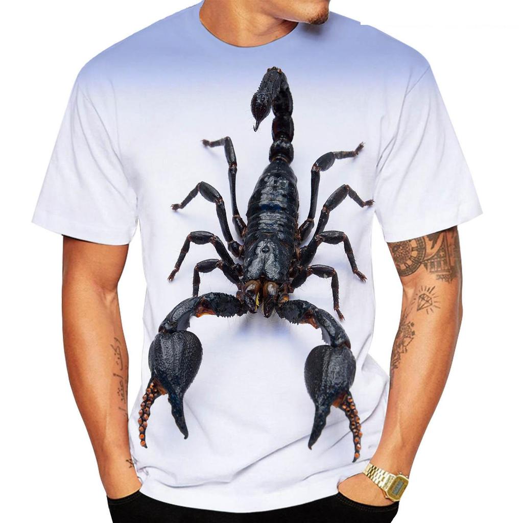 New Summer Funny Scorpion 3d Printing Men Ladies Kids Short Sleeve Hip Hop Streetwear Breathable Lightweight Tops Fitness