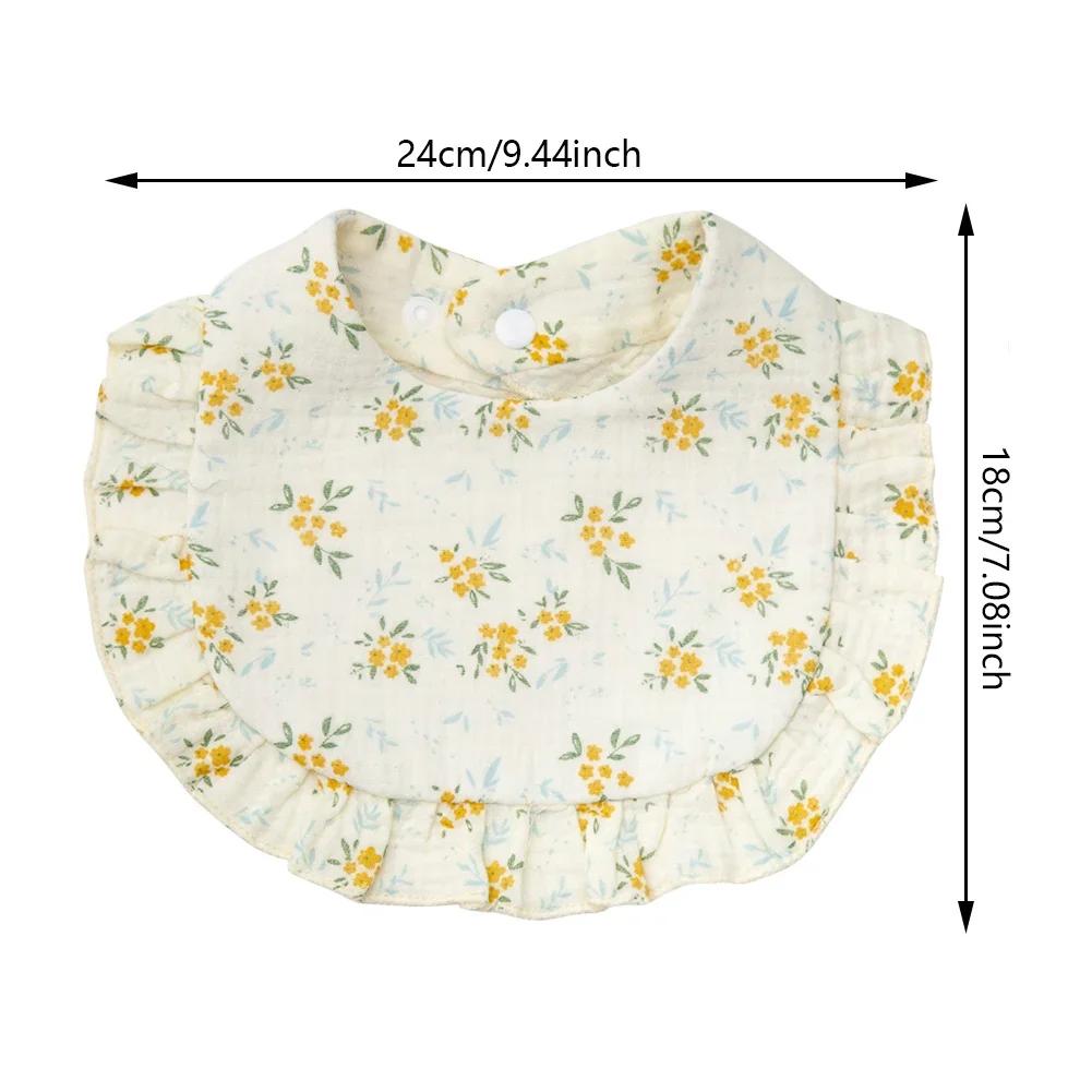 Детские нагрудники с цветочным принтом, регулируемое полотенце со слюной, муслиновые хлопковые ткани с рюшами по краям, Радужный шарф для кормления девочек класса А