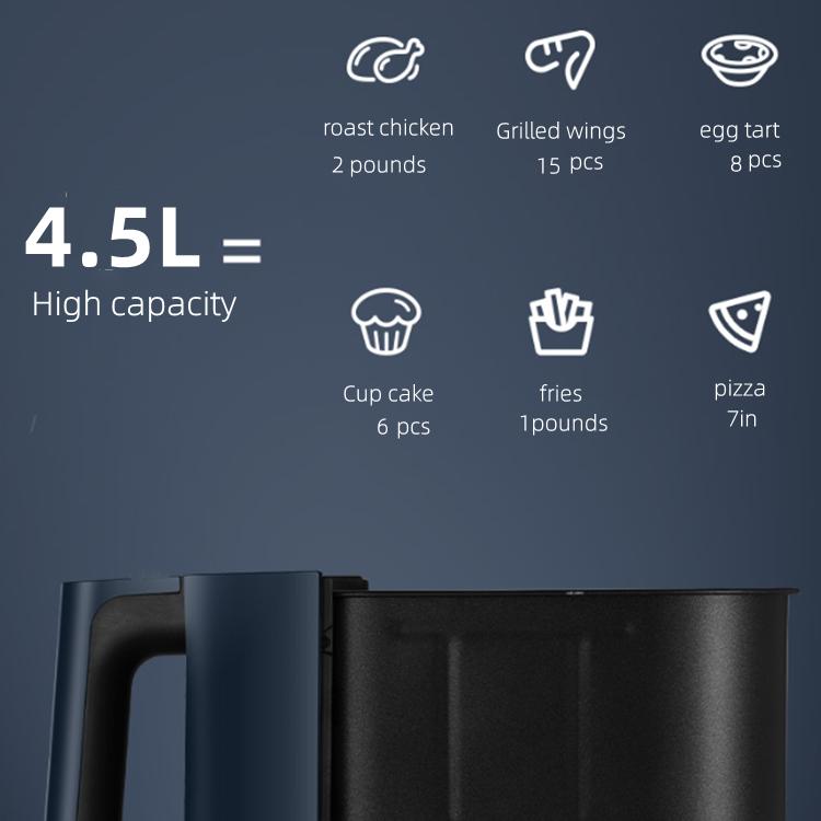 4,5 л, 1400 Вт, безмасляная фритюрница, фритюрница для здоровья, мультисенсорная фритюрница со светодиодной подсветкой без масла, аэрофритюрница, курица, картофель фри, пицца