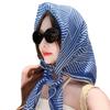 French striped 91 large square scarf cotton and linen silk scarf tube top women's belt summer seaside vacation headscarf sun protection shawl