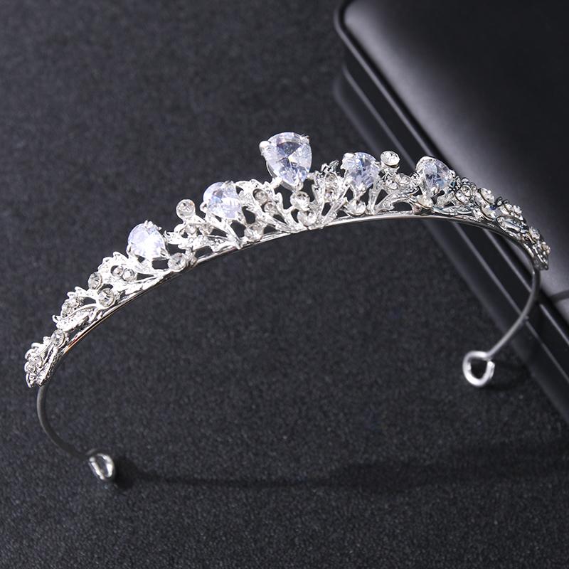 Fashion Zircon Bridal Tiara Headpiece Silver Color Crystal Wedding Crown Hair Accessories Women Birthday Party Rhinestone Crowns