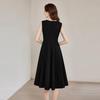 Elegant Round Neck Little Black Midi Dress