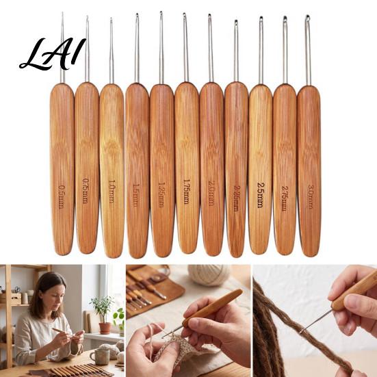 Handmade Knitting Hook 6/11Pcs Bamboo Handle Needles Durable 0.5-3MM/3.5-6MM Crochet Set Crafting Needles Ergonomic Wooden Hook