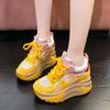 Модные Новые 10см Модные и Универсальные Кроссовки на Толстой Подошве для Осени 2025 Новые Сетчатые Дышащие Повседневные Спортивные Женские Кроссовки на Шнуровке