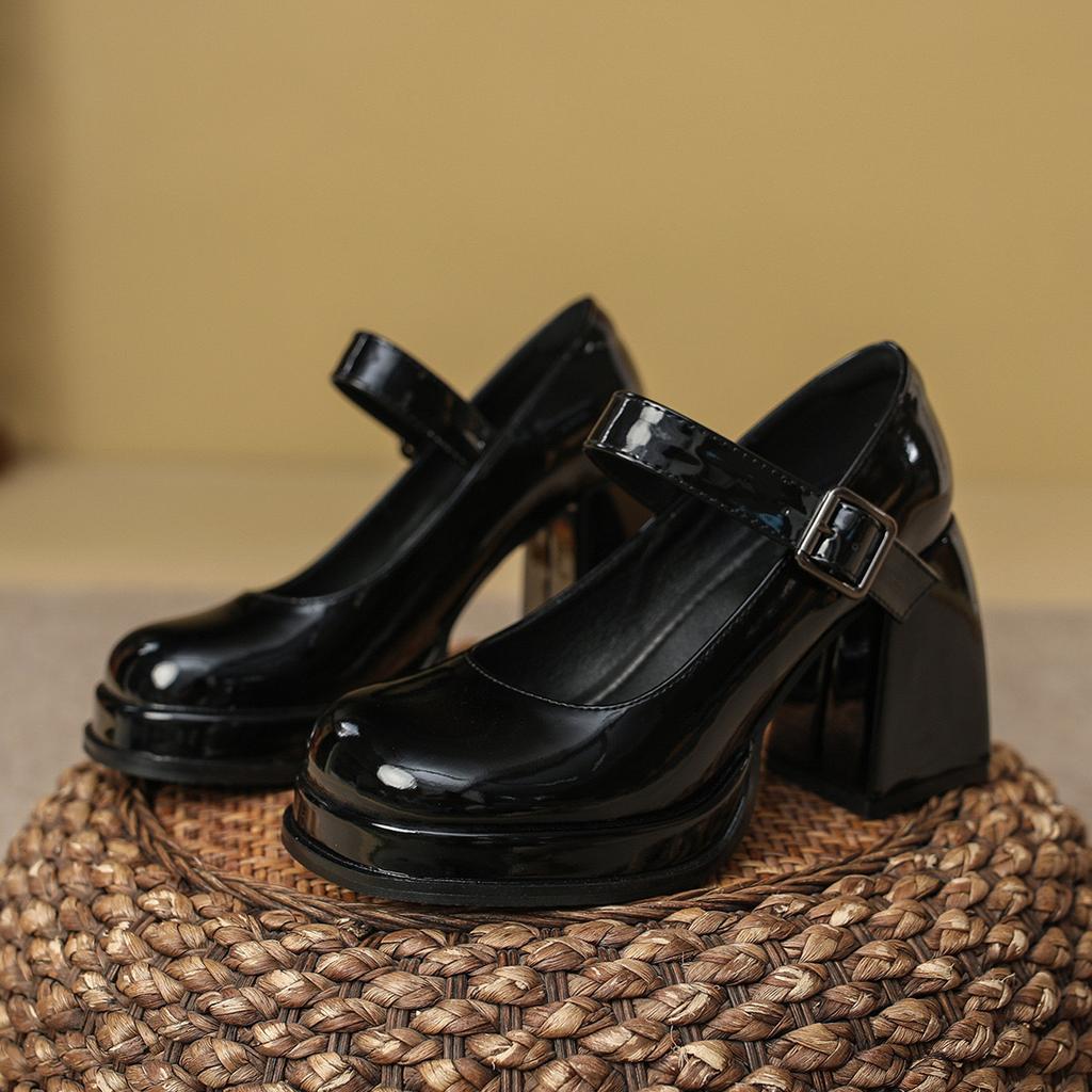 Версия из овчины туфли на высоком каблуке женские свадебные туфли французский ремешок Мэри Джейн водонепроницаемые на толстом каблуке туфли-лодочки темперамент подружки невесты