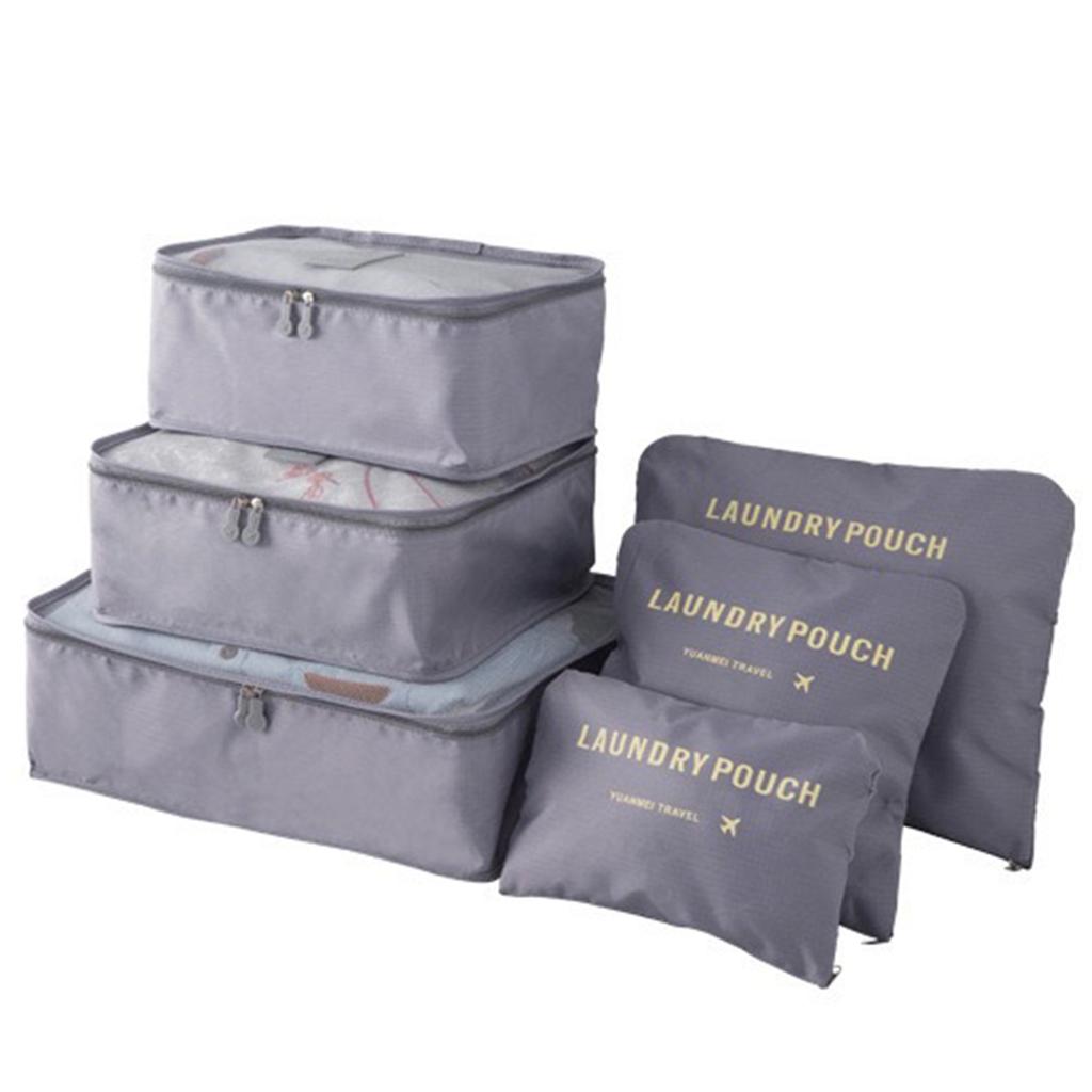 6pcs/Set Travel Luggage Packing Cubes Suitcase Clothes Storage Bag Organiser Foldable Clothing Organizer Shoes Underwear Pouch