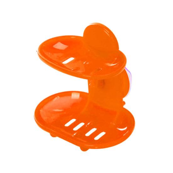 Bathroom Double-Layer Suction Wall-Mounted Soap Dish Soapbox Drying Holder Shelf