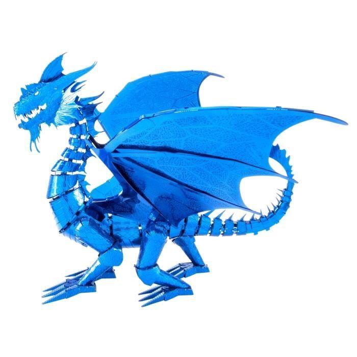 Puzzle 3D en métal - Metal Earth - ICONX Dragon Bleu - Découpé au laser - À partir de 14 ans - Mixte