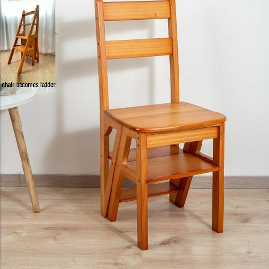 Складной стул-лестница из массива дерева: Двухфункциональная стремянка и комнатная А-образная лестница