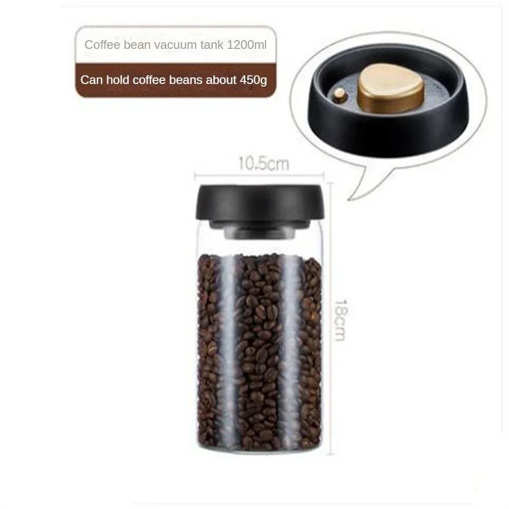 Vacuum Sealed Glass Mason Jars with Lid Coffee Bean Tank Household Food Storage Moisture-proof Air Extraction Airtight Container