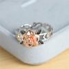 Exquisite Two Tone Floral Rings for Women Color White Gold Rose Flower Wedding Engagement Ring Valentine's Day Jewelry
