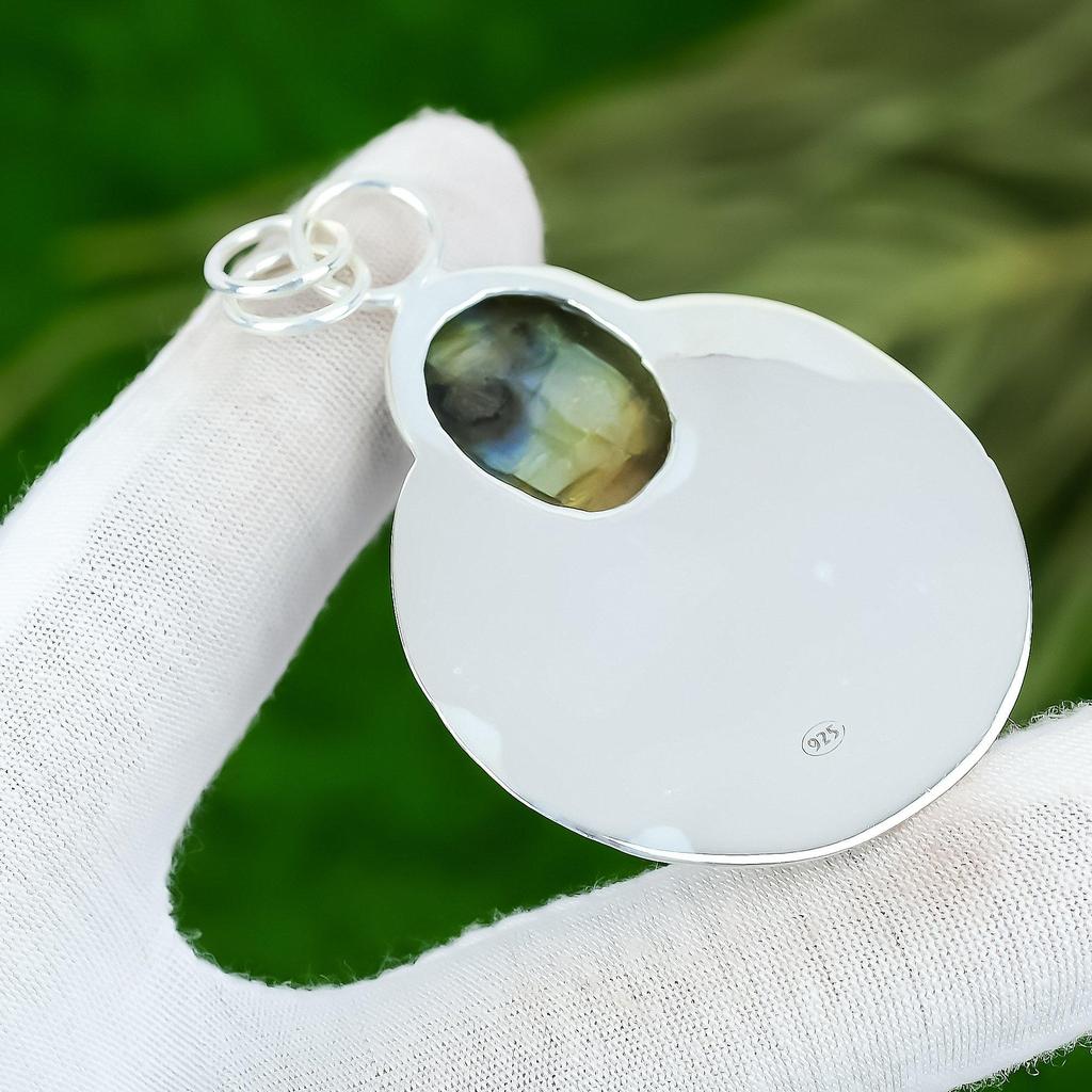 Friendship Day Sale Natural Labradorite Bezel Pendant Jewelry Sterling Silver