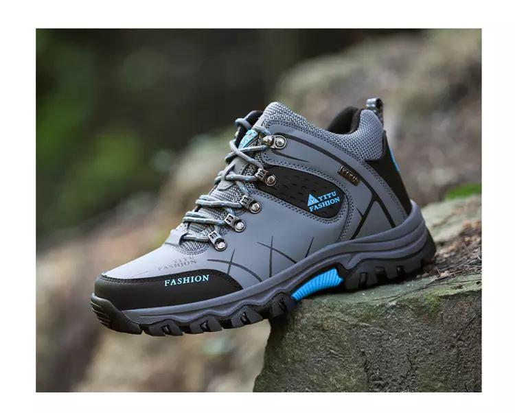 Мужские водонепроницаемые кожаные походные ботинки - Утепленные, средней высоты, морозостойкие для осени и зимы