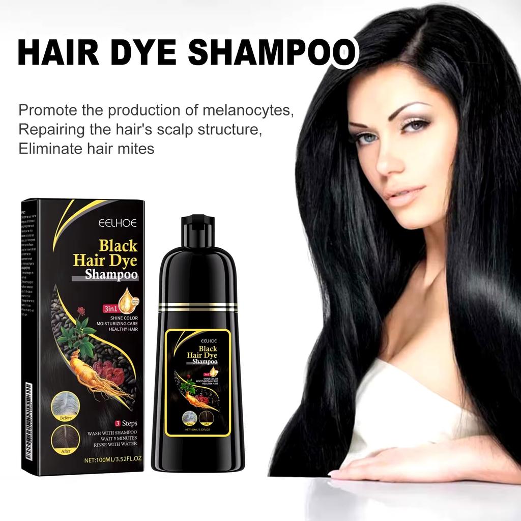 EELHOE Black Hair Dye Shampoo 3 в 1 Growth Clean Hair Darkening Deep Nourishing Black Hair Dye Shampoo Natural Organic Herbal
