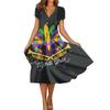 Женское летнее повседневное модное свободное платье с коротким рукавом и v-образным вырезом с принтом