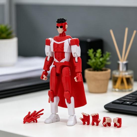 3D-печатная фигурка персонажа мультфильма с аксессуарами Подвижная модель персонажа мультфильма Движущиеся суставы Фигурка Декорация Коллекционный подарок для любителей анимации