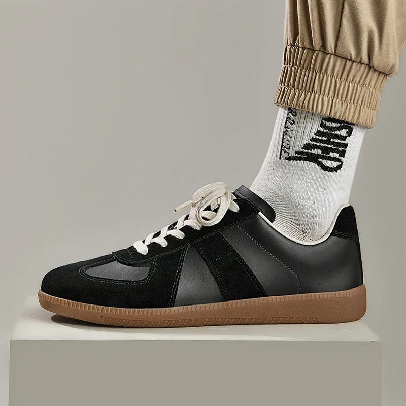 Fashion Leisure Walk Tenis Masculino Trainers Fashion Leather Men's Casual Shoes Lace Up Simple Vulcanize Shoes Outdoor Male Sneakers