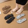 Fashion Summer Comfortable Beach Flip Flops for Women Lightweight Soft Sole Flat Slippers Woman Fashion Silver Clip Toe Outdoor Slides