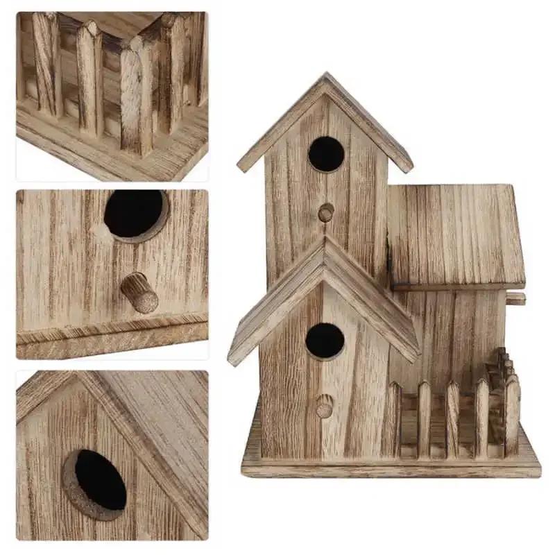 Wooden Bird House Parrot Breeding Cage Small Creative Outdoor Garden Waterproof Hanging Bird Nesting Box Home Decor Pet Supplies