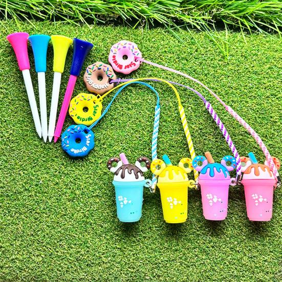 Golf Tee Cartoon Shape Lightweight Portable Colorful Anti-Lost Golf Tee Hanger with Strap Golf Accessory Gift