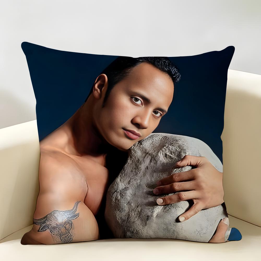 The RRock Face FUNNY Cushion Cover Natural Linen Organic Fabric DoubleSided Printing Room Sofa Decor Pillow Case
