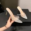 Transparent Rhinestone Fine Heel Sandals New Spring and Summer New Solid Color Pointed High Heel Slippers Women