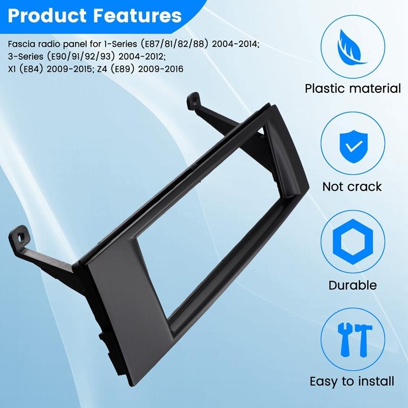Single Din Car Fascia Radio Panel For BMW 1 Series (E87/81/82/88) 2004-2014 Dash Kit tall Plate Bezel Adapter LHD