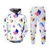 Spring And Autumn Fashion Men Tracksuit 2 Piece Hip Hop Tops and Pants Male Female Sweat Suits Fun Geometry Print Hoodies Suits