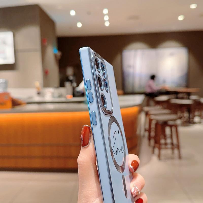 Цветное покрытие с узором «Любовь» Магнитный чехол для Samsung Galaxy и iPhone - Ударопрочный и совместимый с зарядкой