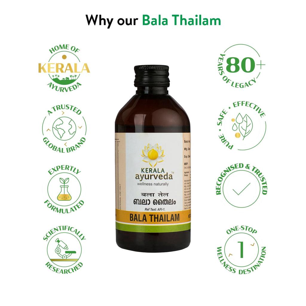 Kerala Ayurveda Bala Thailam 200 ml Herbal Muscle & Joint Massage Oil for Flexibility & Recovery