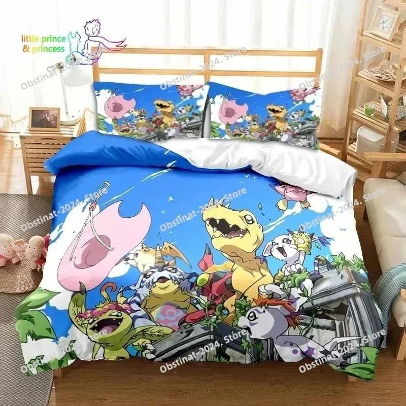 Постельное белье Digimon Аниме Набор Постельного Белья Приключения Монстр С принтом Одеяло Покрывало Пододеяльник Наволочка 3 Предмета Наборы Детский Взрослый Размер