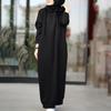 Muslim Dress Women Sweatshirt Dress Stylish Hoodies Long Sleeve Maxi Dress Female Casual Solid Hooded Vestidos Robe S-3XL